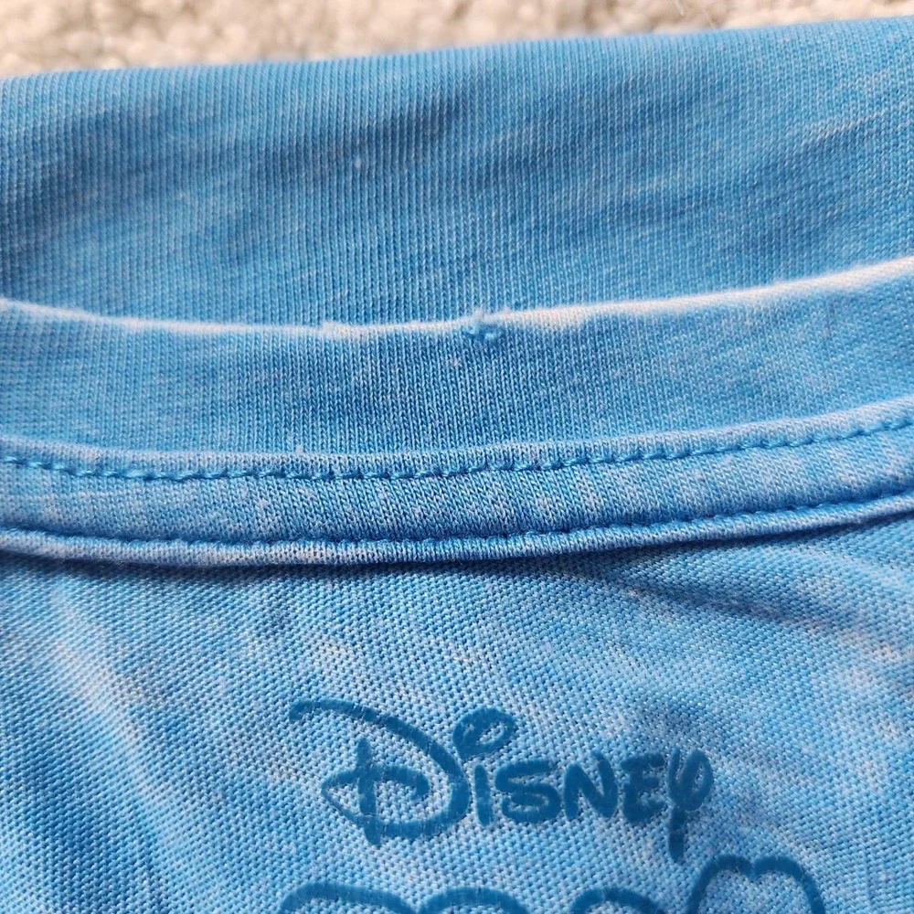 Disney Tsum Tsum Blue‎ Acid Wash Heart Graphic Tee Girls XL 14-16 Short Sleeve